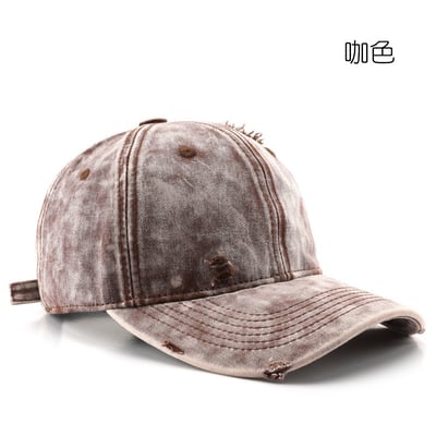 日系復古 破洞做舊 純色 鴨舌帽 棒球帽 戶外 出行 防曬 遮陽帽 百搭 潮流 n600378