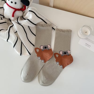 後跟立體卡通動物  中筒襪ins潮 可愛無骨襪   576