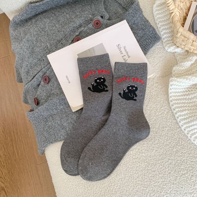 卡通動物ins潮 休閒運動學院風 中筒襪棉襪  536