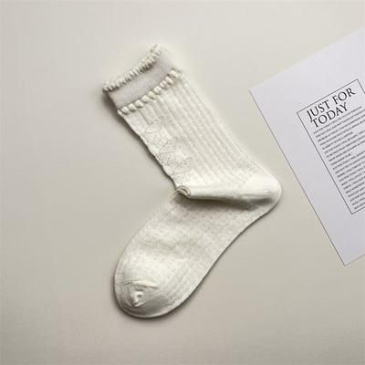 日系鏤空網眼蝴蝶結中筒襪  368