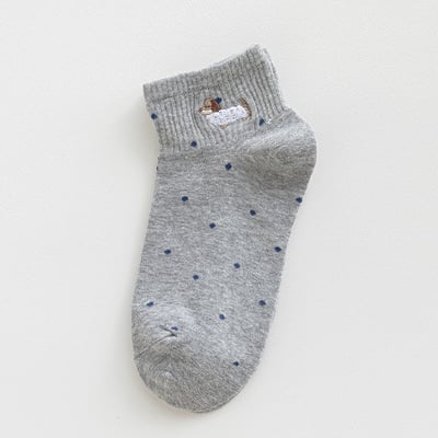 臘腸狗夏季薄款 波點短筒船襪 495