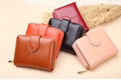 女式短款皮夾 油蠟皮/卡包 大鈔夾 硬幣包 n5715