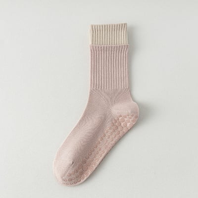 秋冬季吸汗運動襪 女士瑜伽點膠防滑 拼色長襪   n10712