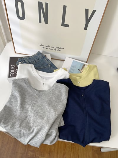 不規則下擺系帶 短袖T恤極簡收腰顯瘦   7214