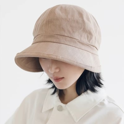 韓系文青素色漁夫帽 大帽簷遮陽帽 防曬顯小臉 百搭棉麻感 女生盆帽 n2650175