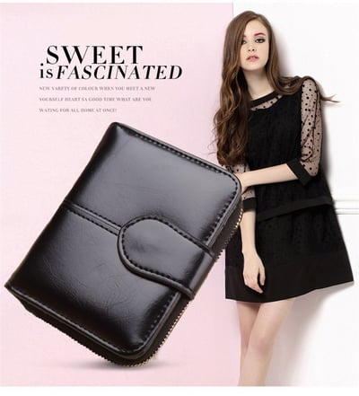 女式短款皮夾 油蠟皮/卡包 大鈔夾 硬幣包 n5711
