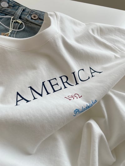 美式復古 AMERICA 字母 短袖T恤 韓系日系 純棉透氣 寬鬆顯瘦 韓感 簡約百搭 n600097