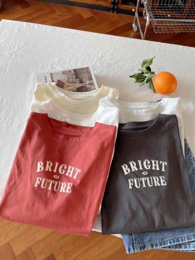 春夏小清新 BRIGHT 印花 短袖T恤 韓系日系 純棉透氣 字母上衣 寬鬆顯瘦 韓感 ins百搭 學生 n600012