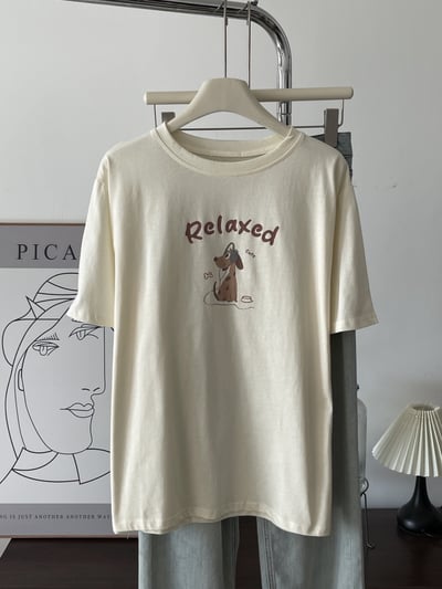 韓版純棉卡通長袖T恤 女圓領休閒上衣  百搭 舒適 可愛 日系 韓系 潮流 n6000510