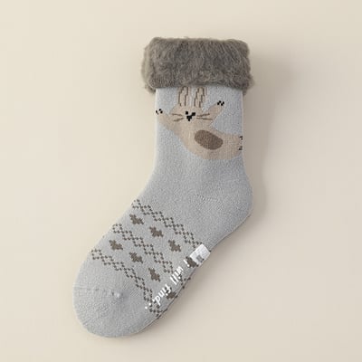 (冬襪) 厚毛圈襪 加厚保暖插畫襪 居家睡眠襪 n1036