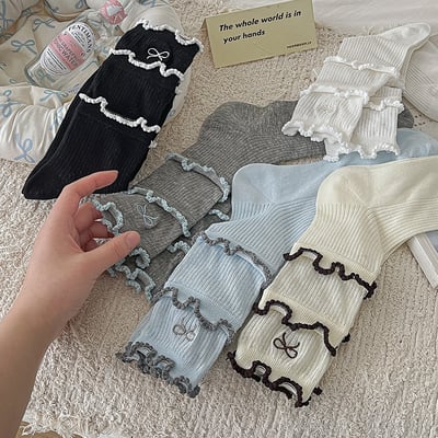 韓系蛋糕花邊棉襪 春夏薄款透氣中筒襪   801