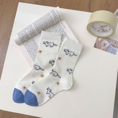 趣味插畫臘腸狗韓版中筒襪  336