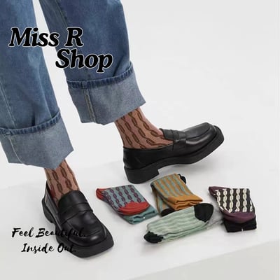 撞色麻花立體浮雕 棉質中筒棉襪  n1221