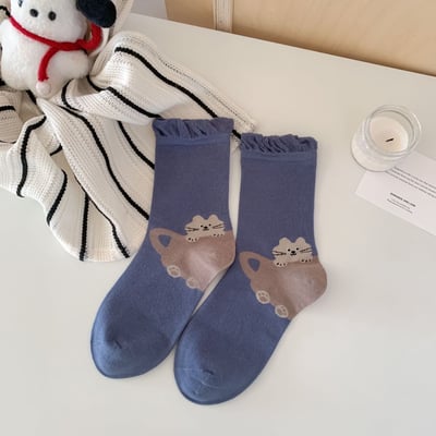 後跟立體卡通動物  中筒襪ins潮 可愛無骨襪   575