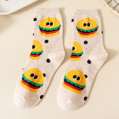 美食棉襪中筒襪 可愛個性創意韓版襪   955