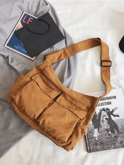 文藝單肩包 ins大容量 工裝帆布包 5032