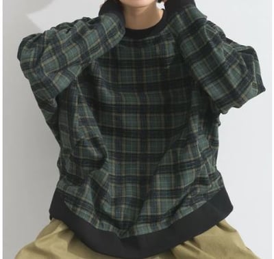 復古細緻格紋柔軟套頭衫 啞光質感・寬鬆落肩  j13032