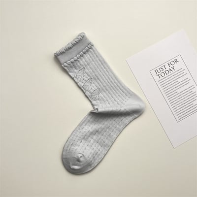 日系鏤空網眼蝴蝶結中筒襪  364