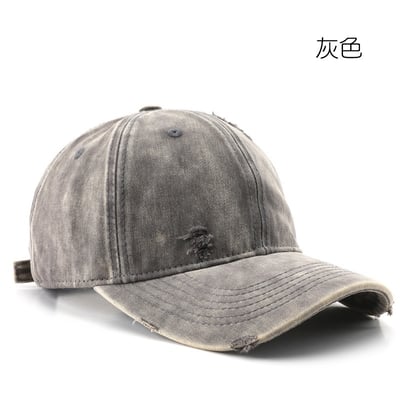 日系復古 破洞做舊 純色 鴨舌帽 棒球帽 戶外 出行 防曬 遮陽帽 百搭 潮流 n600374