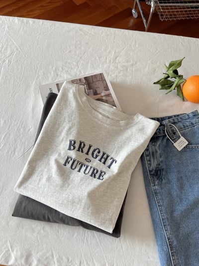 春夏小清新 BRIGHT 印花 短袖T恤 韓系日系 純棉透氣 字母上衣 寬鬆顯瘦 韓感 ins百搭 學生 n6000110