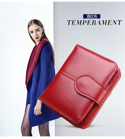 女式短款皮夾 油蠟皮/卡包 大鈔夾 硬幣包 n5712