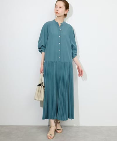 秋女裝長裙 寬鬆壓折長袖連衣裙   n7495