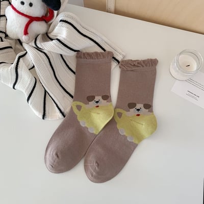 後跟立體卡通動物  中筒襪ins潮 可愛無骨襪   577
