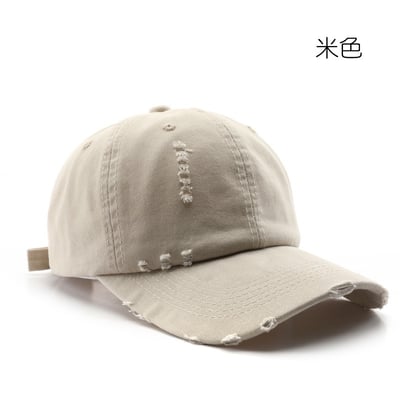 日系復古破洞鴨舌帽 純色棒球帽 防曬遮陽帽 百搭帽 時尚個性休閒帽  帽子 防曬帽 遮陽帽 n600357