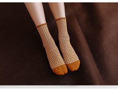 小格子甜美鬆口韓版襪 013