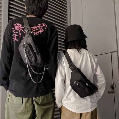 胸包/腰包 日系學生挎包 (黑色不帶鏈條)  5551