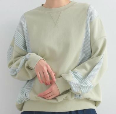 拼接水洗套頭衫 柔軟厚磅 休閒百搭   j13001