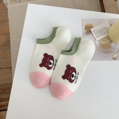 春夏薄款襪子 卡通塗鴉點子紗 矽膠防滑淺口船襪隱形襪   527