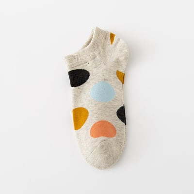 大圓點夏季薄棉船襪 淺口隱形襪     775