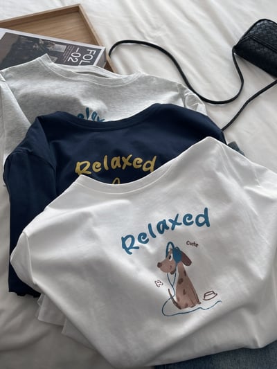 韓版純棉卡通長袖T恤 女圓領休閒上衣  百搭 舒適 可愛 日系 韓系 潮流 n600053