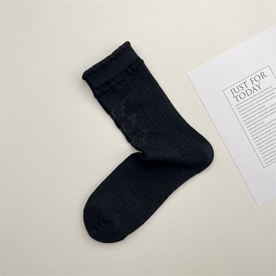 日系鏤空網眼蝴蝶結中筒襪  367