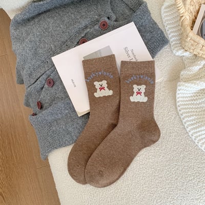 卡通動物ins潮 休閒運動學院風 中筒襪棉襪  537