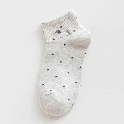臘腸狗夏季薄款 波點短筒船襪 493
