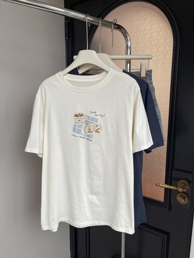 俏皮吃貨系 夏季純棉短袖T恤  女寬鬆顯瘦設計感上衣 百搭休閒 半袖 圓領 時尚 氣質  女裝 n600029