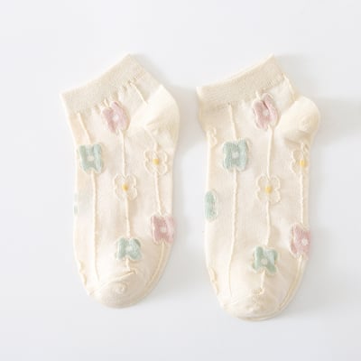 立體小花 春夏短襪 馬卡龍色系短款女襪   425