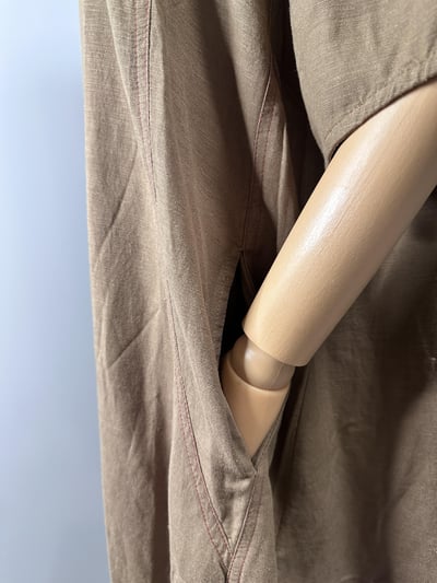 森系大地色連身裙 女 有口袋 復古寬鬆大尺碼 短袖洋裝 顯瘦遮肉 氣質百搭 簡約 休閒 中長裙  裙子 n600524