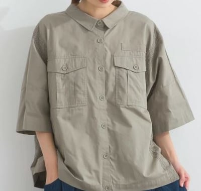 蕾絲拼接寬版襯衫 乾爽棉質 成熟女性風  j13014