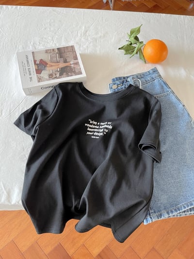 春夏手寫感字母 短袖T恤 韓系日系 純棉透氣 寬鬆顯瘦 正韓感 文藝清新 ins百搭 學生 上衣 n600083