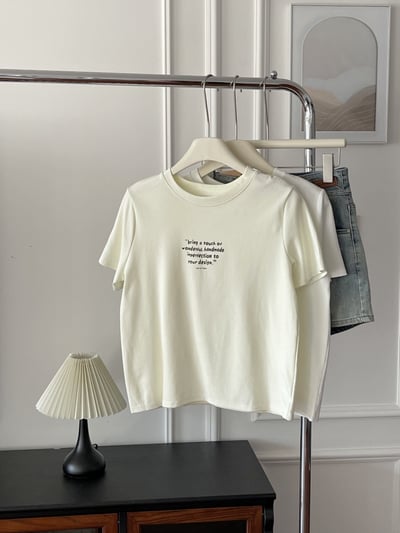 春夏手寫感字母 短袖T恤 韓系日系 純棉透氣 寬鬆顯瘦 正韓感 文藝清新 ins百搭 學生 上衣 n6000810