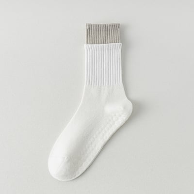 秋冬季吸汗運動襪 女士瑜伽點膠防滑 拼色長襪   n10714