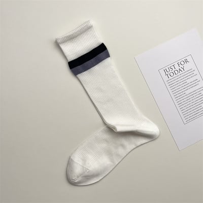 撞色二杠條紋小腿襪   324