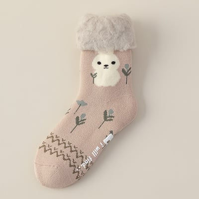 (冬襪) 厚毛圈襪 加厚保暖插畫襪 居家睡眠襪 n10310