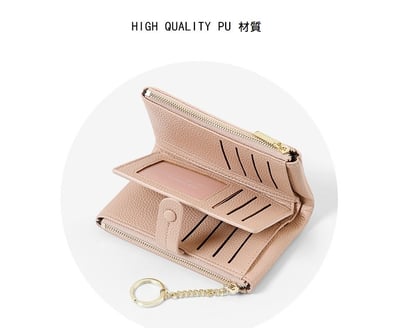 日系中長款多卡位 收納兩折零錢包  n57010