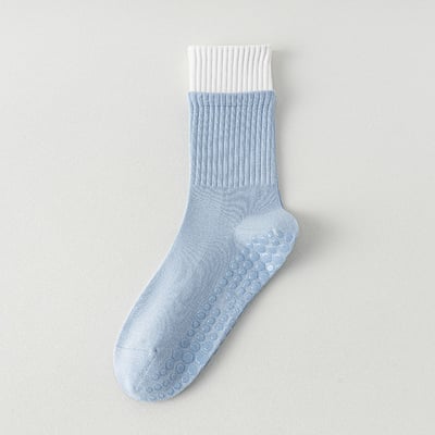 秋冬季吸汗運動襪 女士瑜伽點膠防滑 拼色長襪   n10710