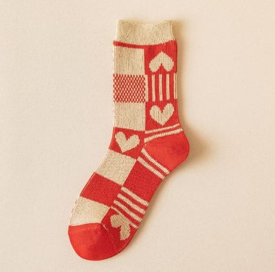 紅色喜慶中筒襪 123