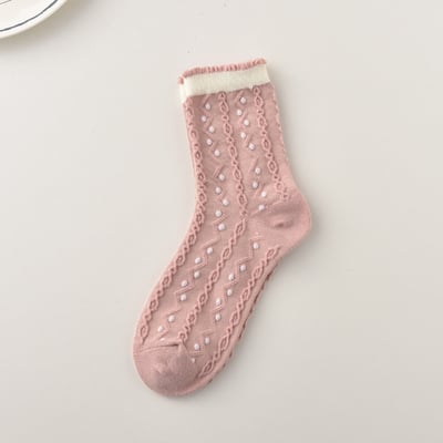 森林系ins潮襪 中筒襪花紋 立體小花女棉襪  1006